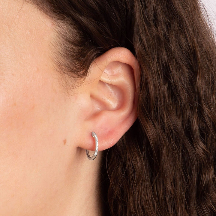 9ct White Gold Diamond Hoop Earrings