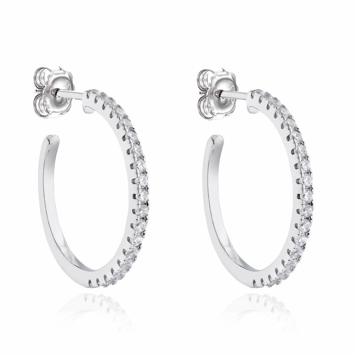 Sterling Silver Cubic Zirconia Hoop Earrings