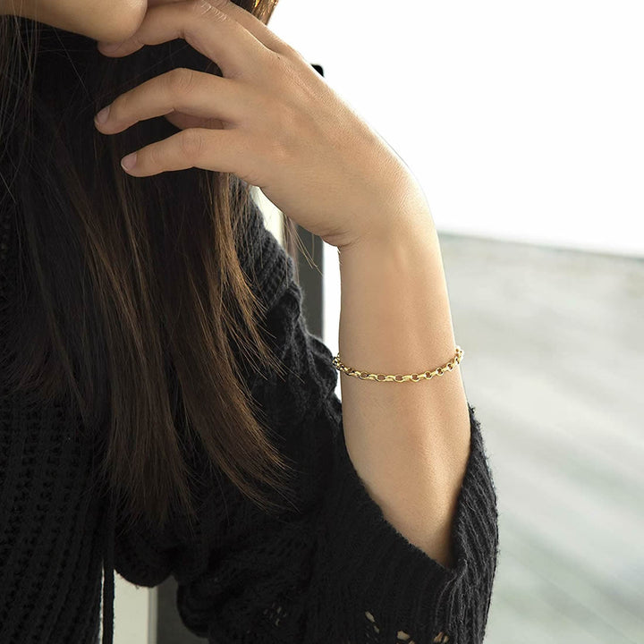 9ct Gold Oval Belcher Link Bracelet