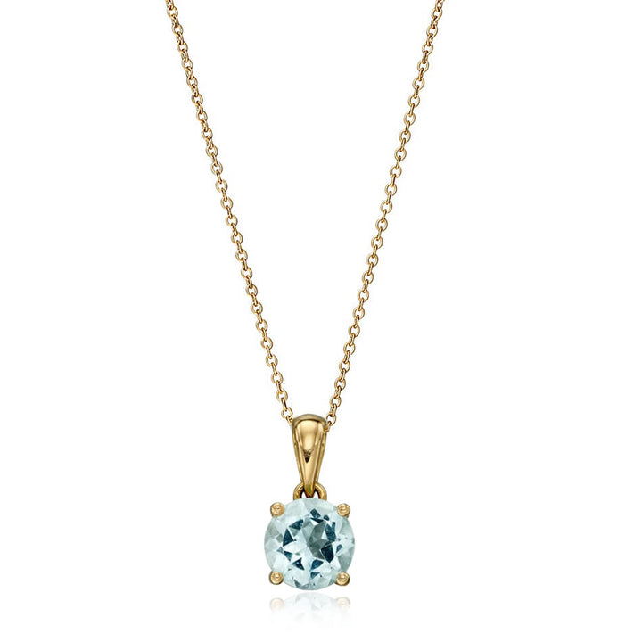 9ct Gold Aquamarine March Birthstone Pendant