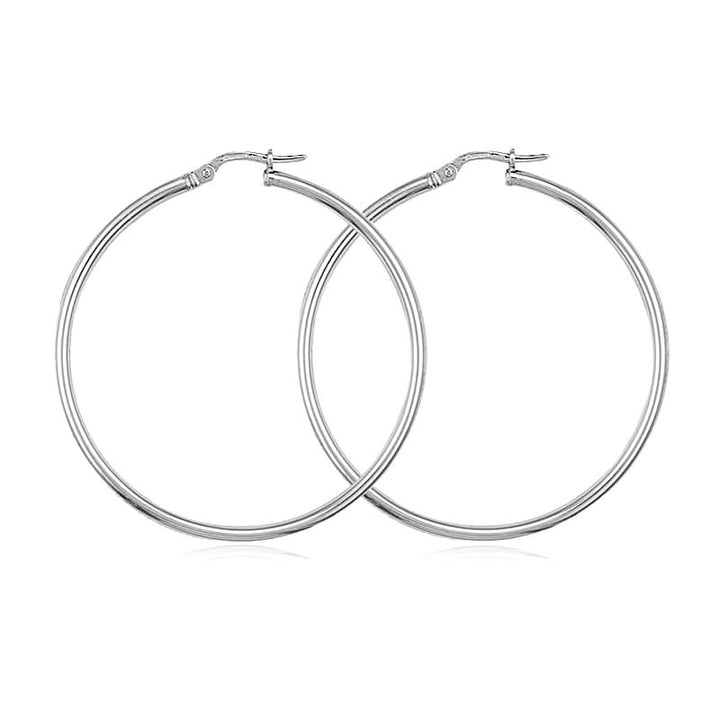 9ct White Gold Large Hoop Earrings 40mm