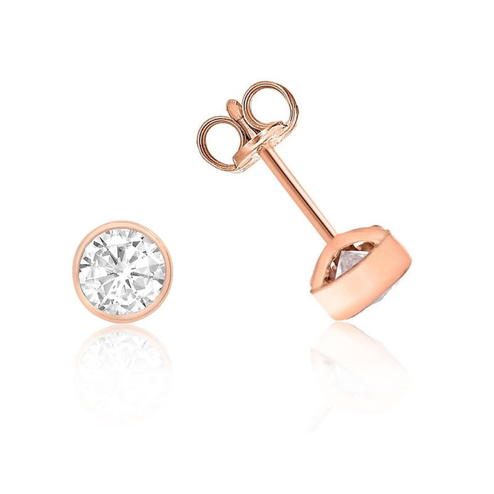 9ct Rose Gold Cubic Zirconia Stud Earrings