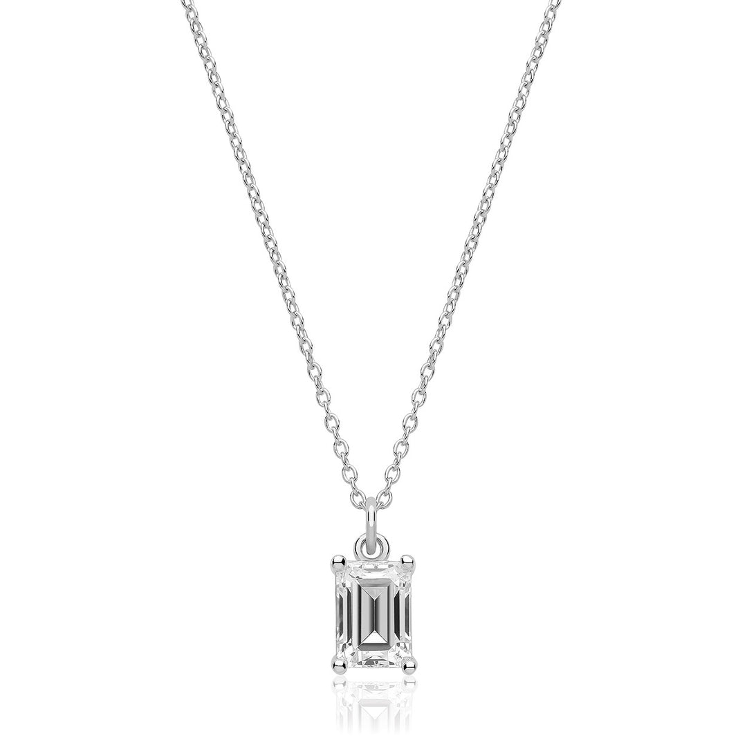 Luminous Silver Emerald Cut Pendant