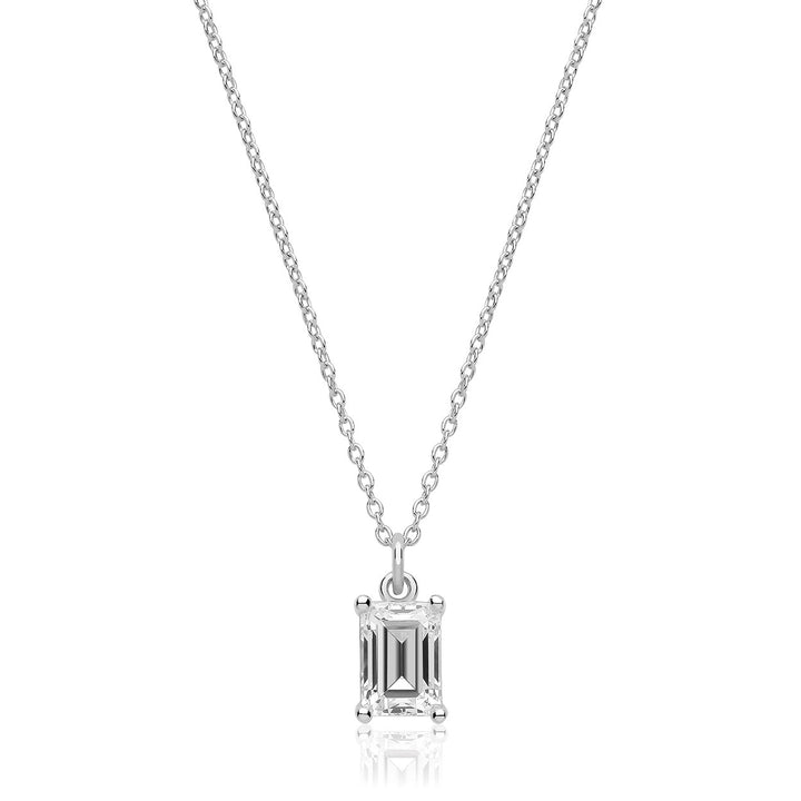 Luminous Silver Emerald Cut Pendant