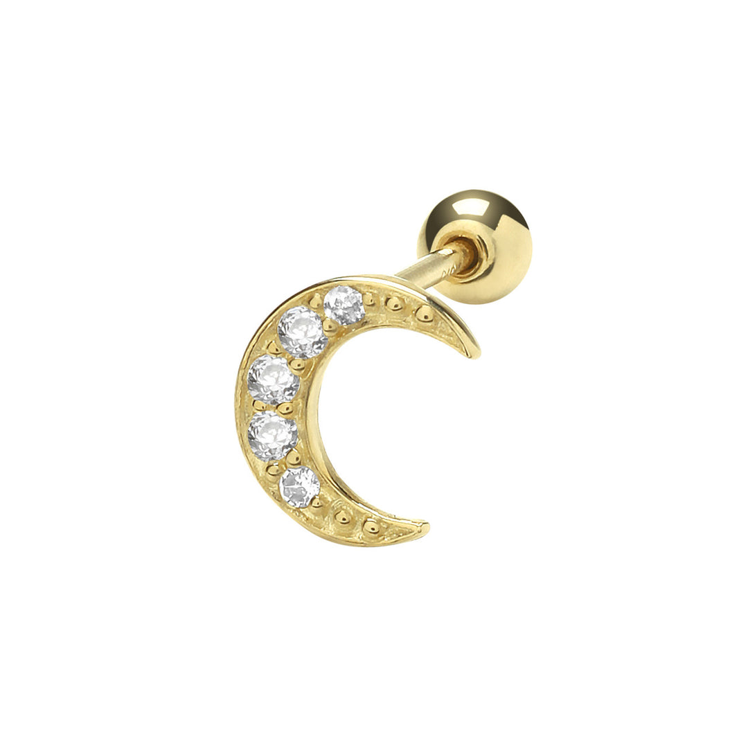 9ct Gold Moon Cartilage Stud Earring