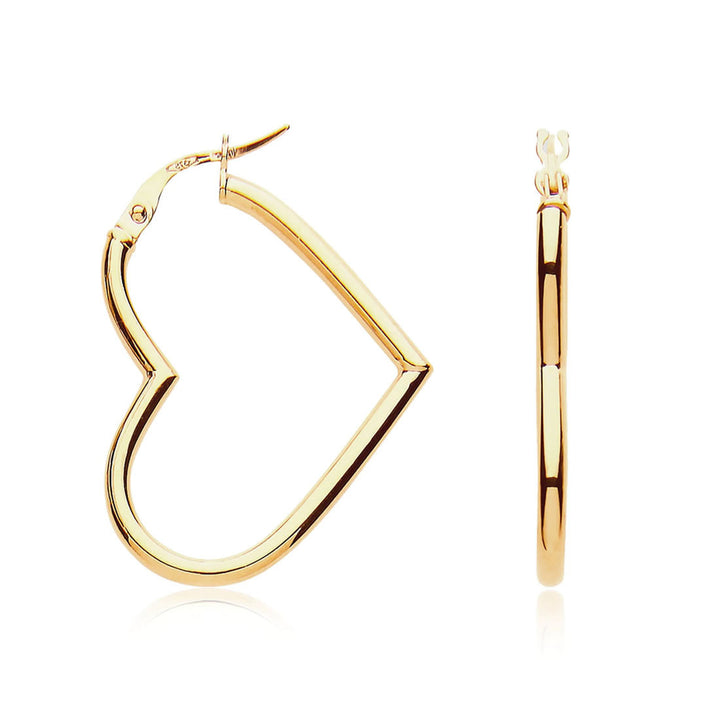 9ct Gold Heart Hoop Earrings