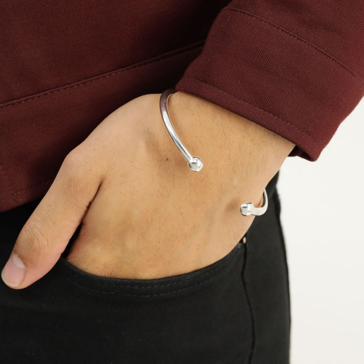 Men's Solid Sterling Silver Personalised ID Torque Bangle