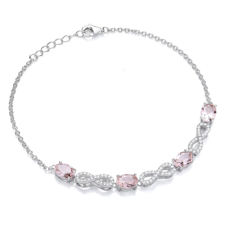 Sterling Silver Pink Stone Forever Infinity Bracelet