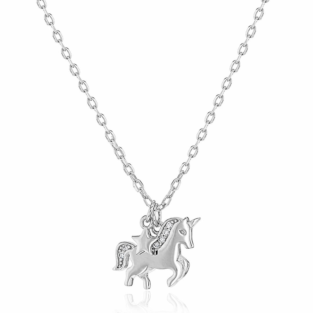 Children's Sterling Silver Unicorn & Star Necklace