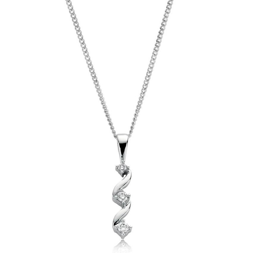 9ct White Gold  0.15ct Diamond Trilogy Pendant