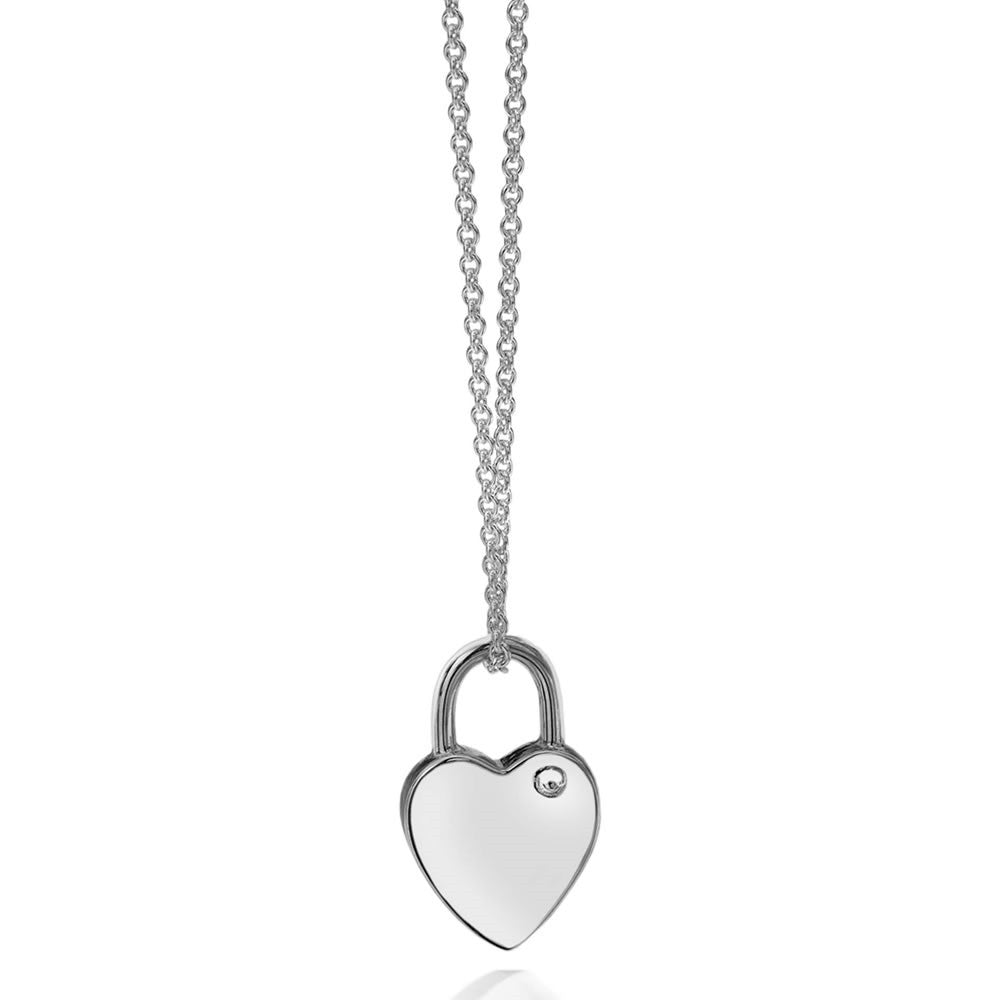 Love Lock Silver Heart Padlock Necklace