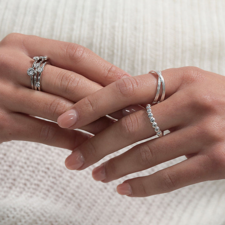 Sterling Silver Orbit Stacking Ring Set