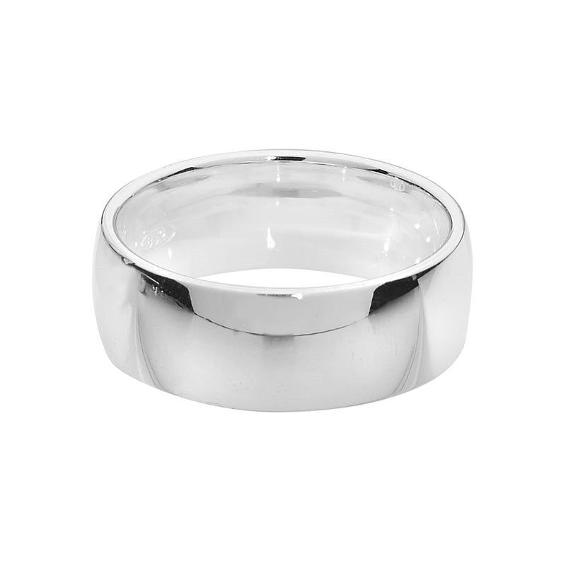 Men's Sterling Silver Wedding Band Ring 7mm