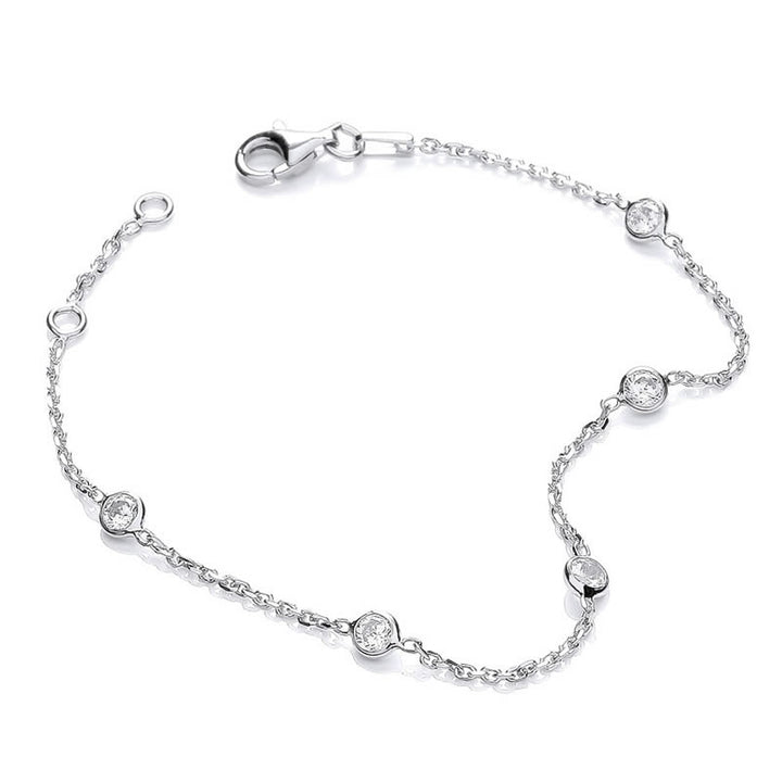 Sterling Silver Cubic Zirconia Station Bracelet