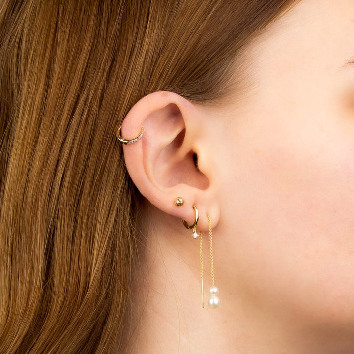 9ct Gold Pearl Pull Through Drop Earrings