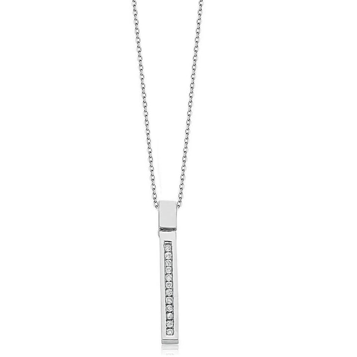 9ct White Gold Diamond Bar Slider Pendant