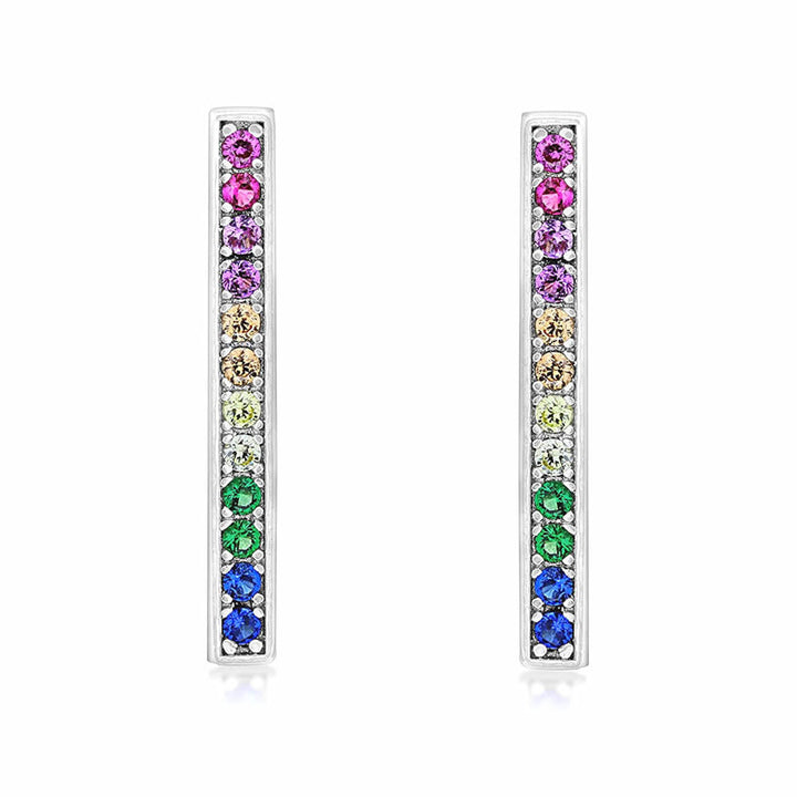 Silver Rainbow Bar Earrings
