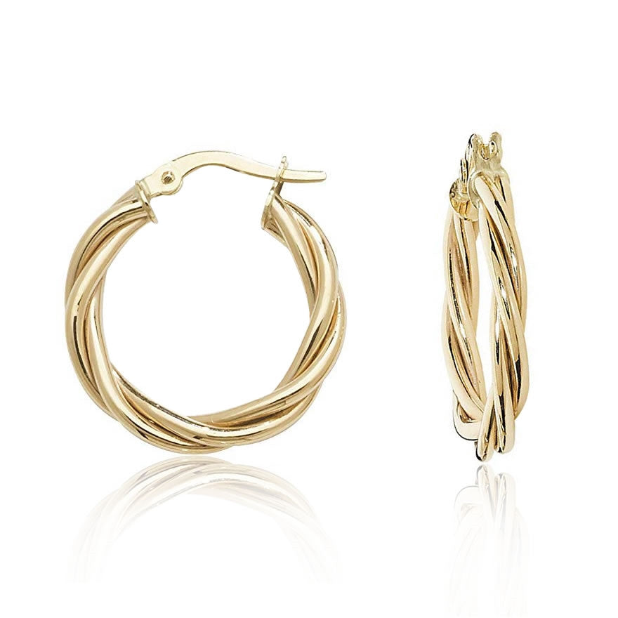 9ct Gold Twist Creole Hoop Earrings