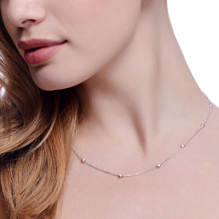 Silver Cubic Zirconia Station Necklace