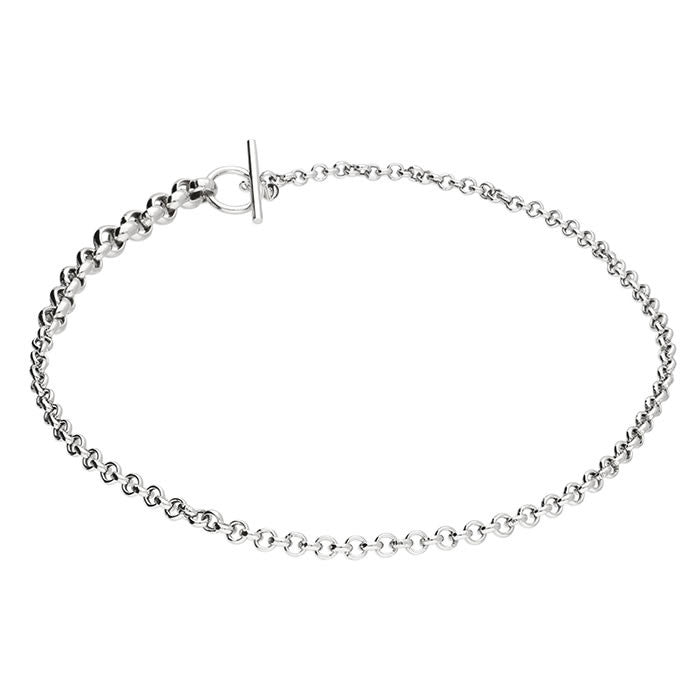 Silver Graduated Belcher Chain T-Bar Necklace