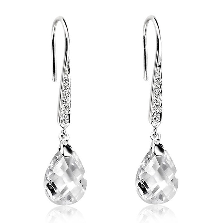 Silver Cubic Zirconia Teardrop Earrings