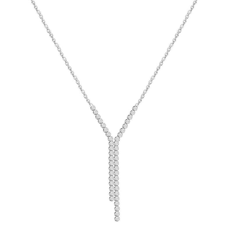 Sterling Silver Cubic Zirconia Y Drop Necklace
