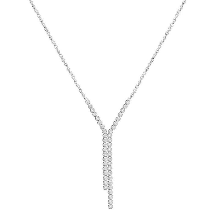 Sterling Silver Cubic Zirconia Y Drop Necklace