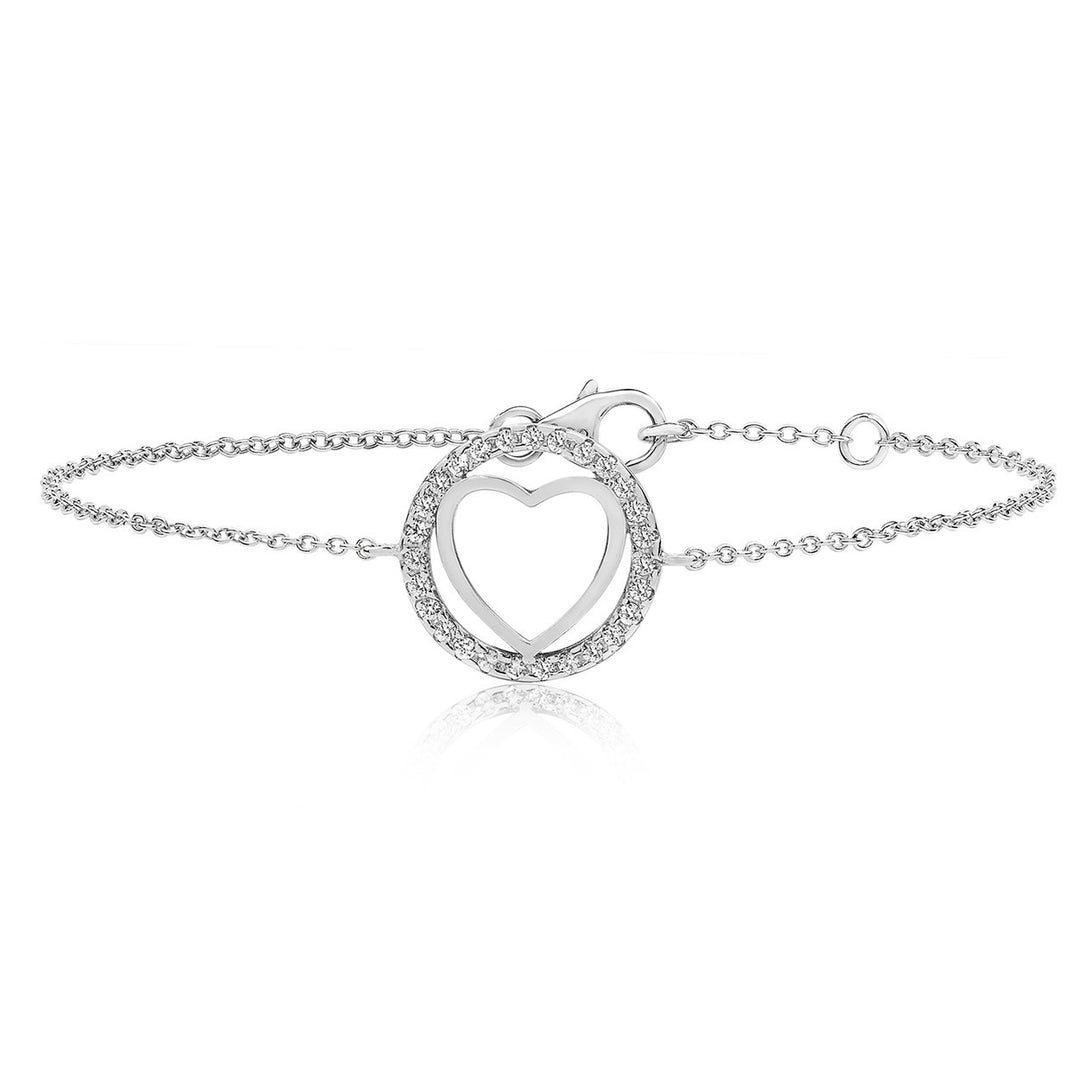 Sterling Silver Forever Circle Heart Bracelet