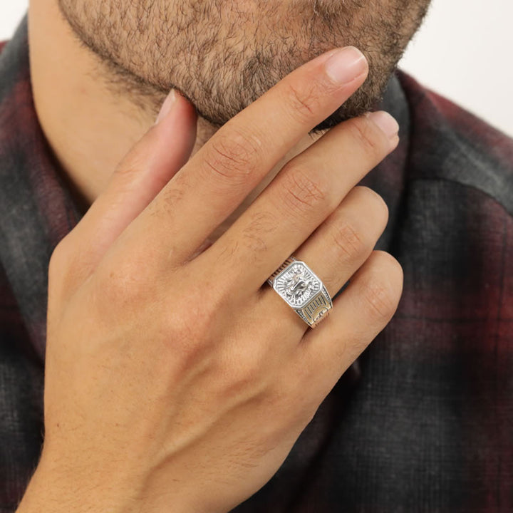 Men's Sterling Silver Capricorn Signet Ring