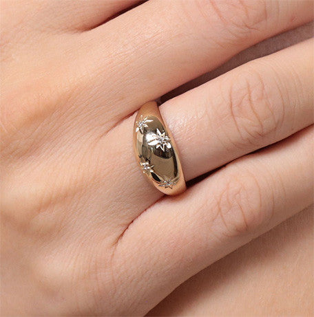 18ct Gold Plated Sparkling Star Dome Ring