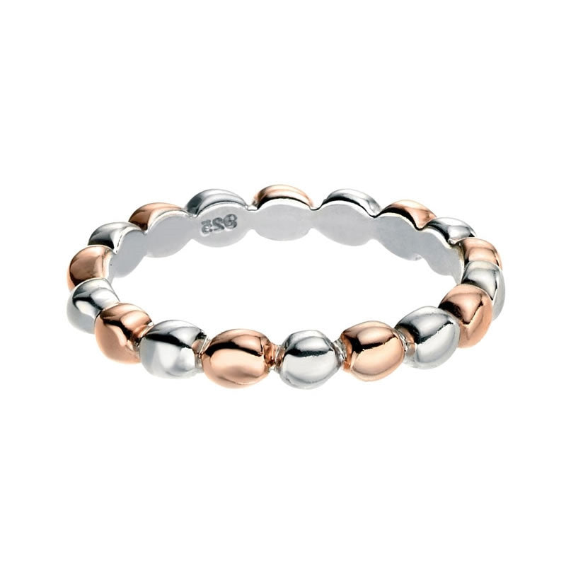 Silver & Rose Gold Bead Ring