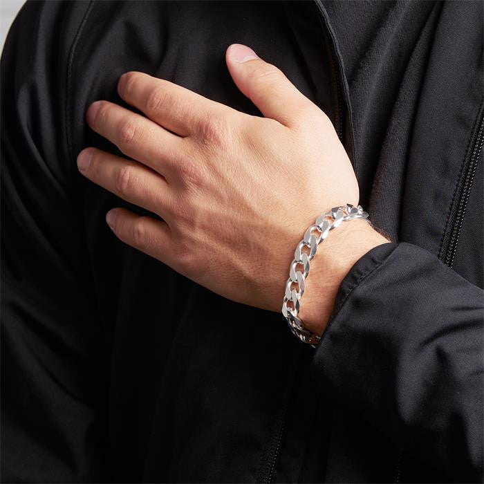 Men's Solid Silver Heavy Curb Bracelet