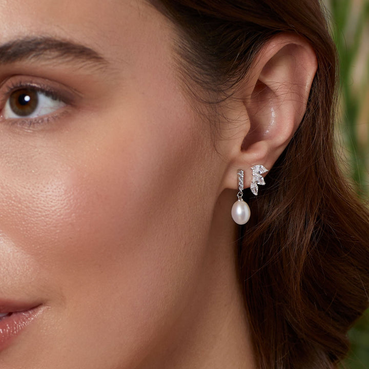 Silver Marquise Cubic Zirconia Earrings