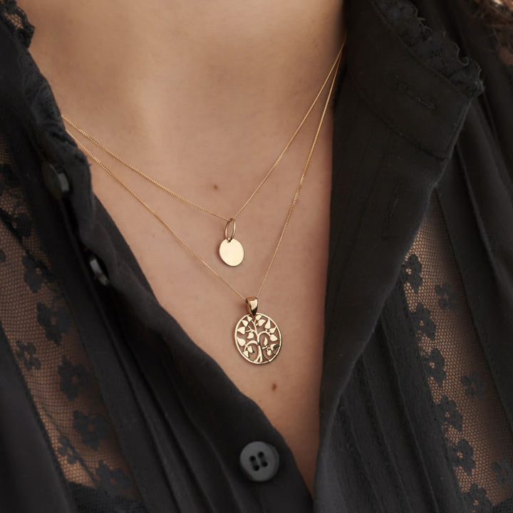 9ct Gold Tree Of Life Circle Necklace