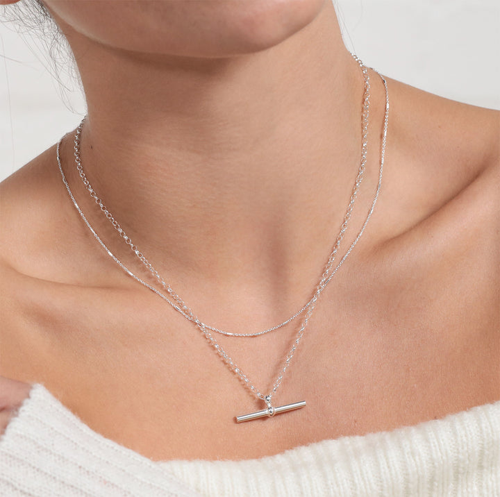 Silver T Bar Belcher Chain Necklace