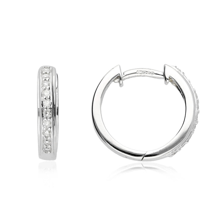 9ct White Gold Diamond Hoop Earrings