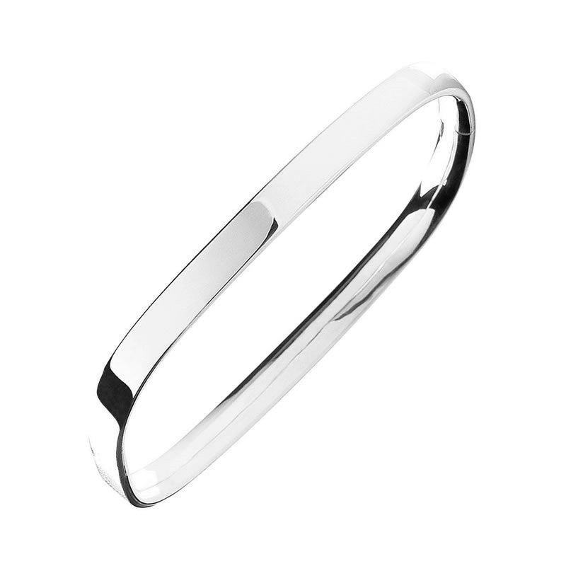 Sterling Silver Solid Square Hinged Bangle