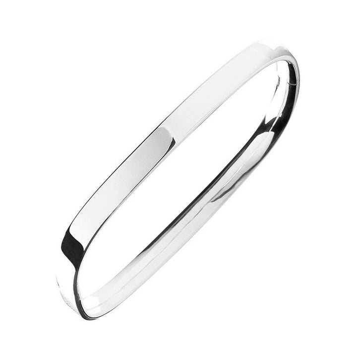 Sterling Silver Solid Rectangular Hinged Bangle