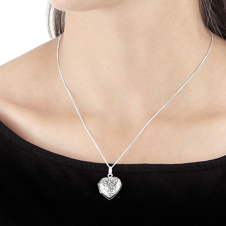 Sterling Silver Filigree Heart Locket Necklace