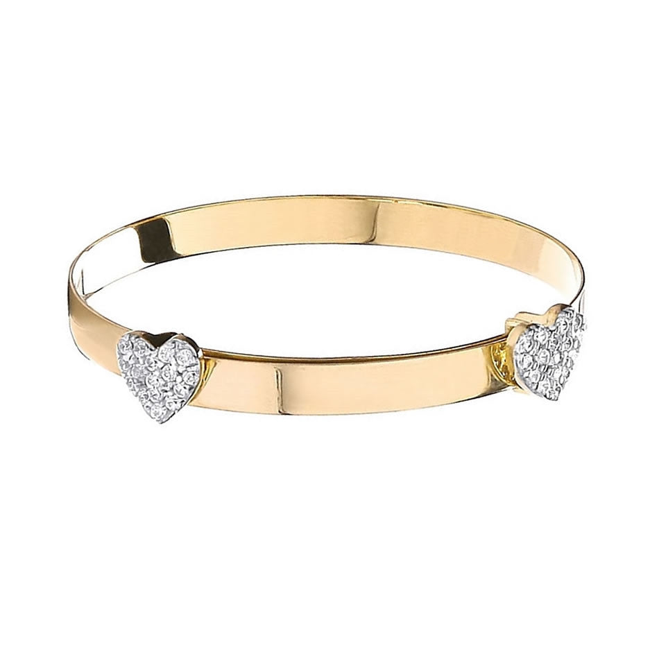 9ct Gold Crystal Heart Baby Bangle