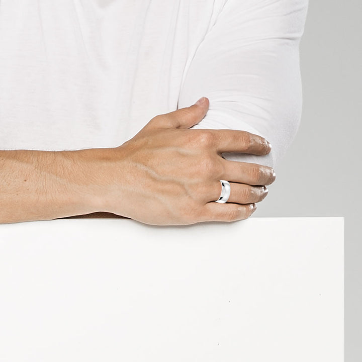 Men's Silver Solid Wedding Band Ring 8mm