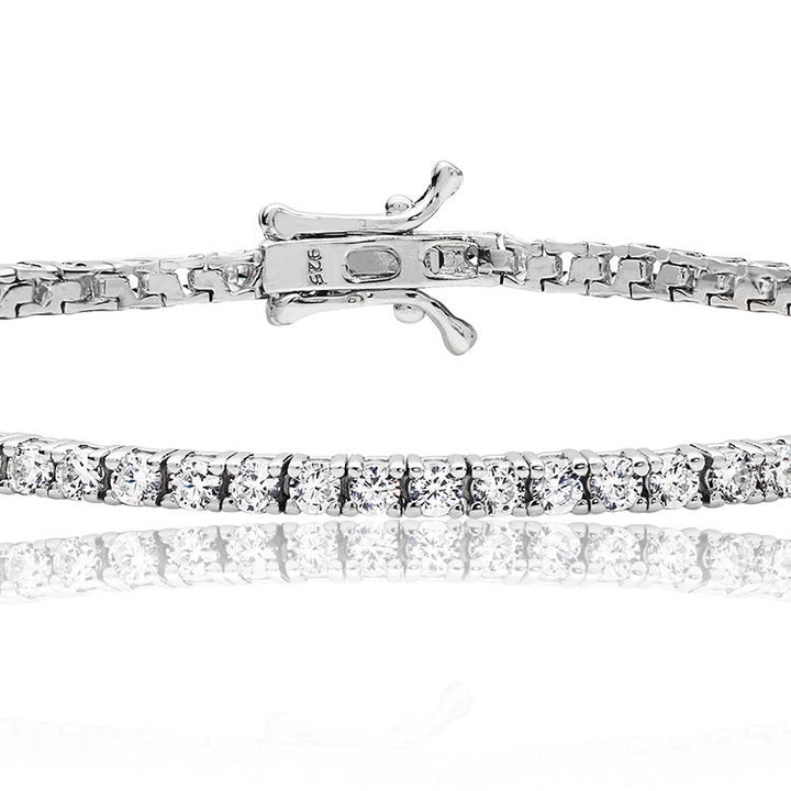 Luminous Silver Cubic Zirconia Tennis Bracelet