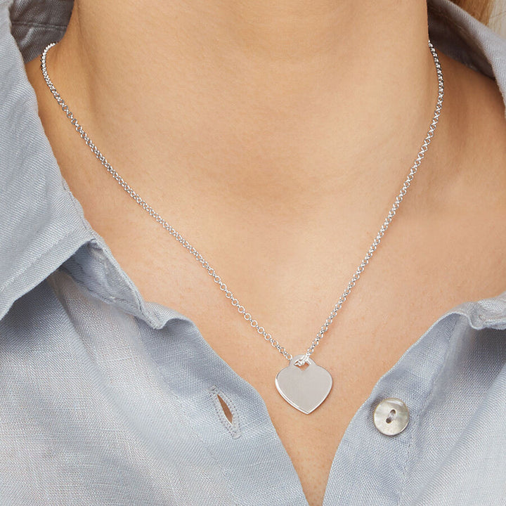 Silver Personalised Heart Pendant Necklace