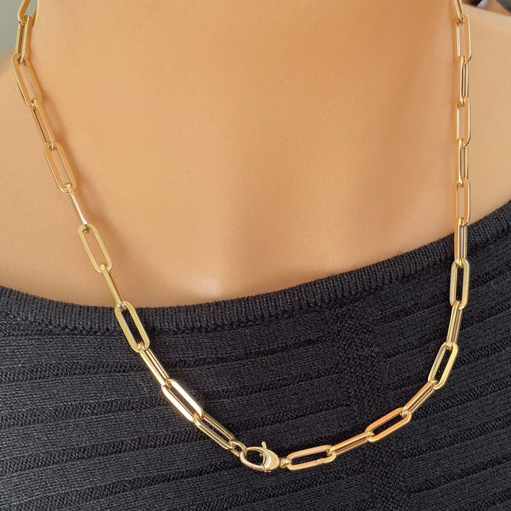 9ct Gold Paper Clip Chain Necklace