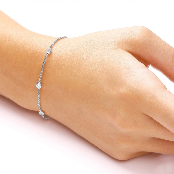 Sterling Silver Cubic Zirconia Station Bracelet