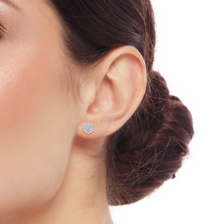 9ct Gold 0.50ct Diamond Cluster Stud Earrings