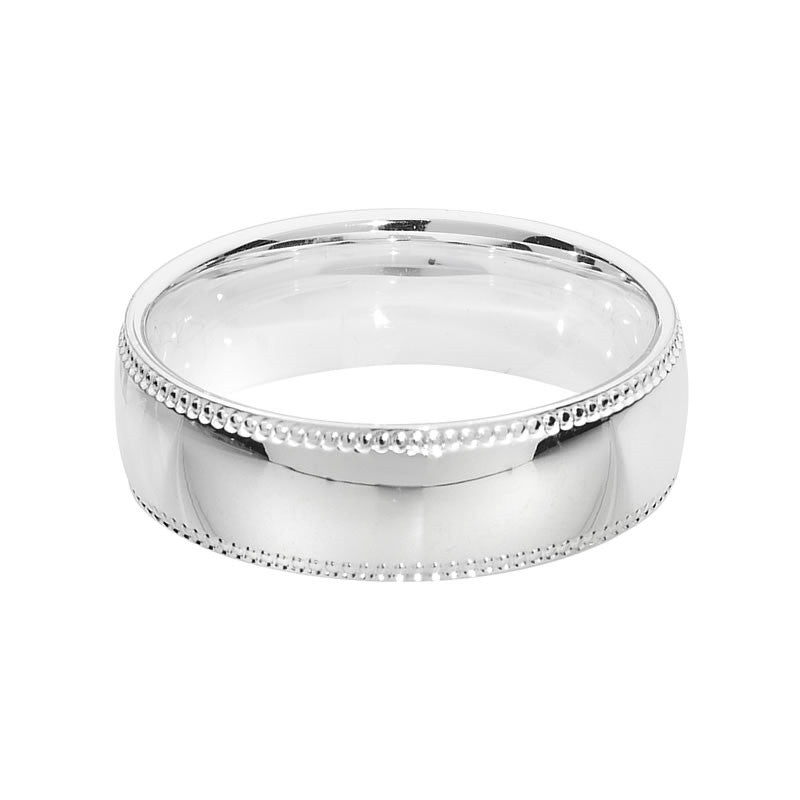 Sterling Silver Milgrain Wedding Band Ring 6mm