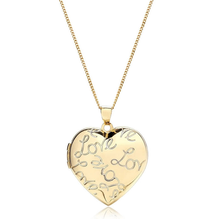 9ct Gold Large Love Heart Locket Necklace