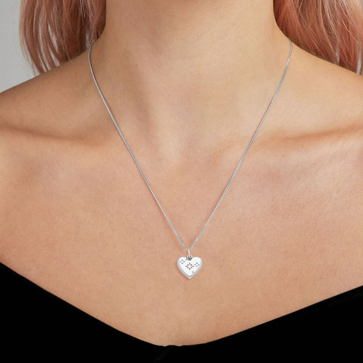 Sterling Silver Cubic Zirconia Starry Heart Pendant