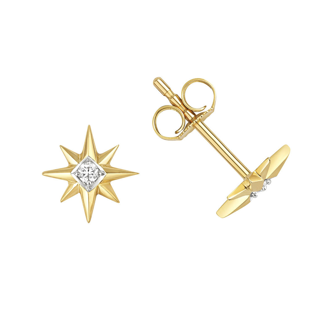9ct Gold Diamond Star Earrings